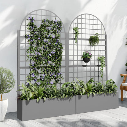 Casaphoria Metal Raised Garden Bed with Trellis and Wheels, 72"x47"x16" Planter Box for Climbing Plants, Vegetables & Vines, Features Drainage Holes and Privacy Screen (Black-Louver) - Colors D