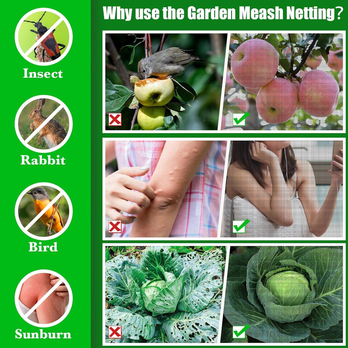 Heavy-Duty Garden Mesh Netting 9.8 x 16.4ft – Upgraded Strong Plant Protection Screen, Reusable Pest & Bird Barrier, Breathable Shade Mesh Cover for Vegetables, Fruits & Flower Beds