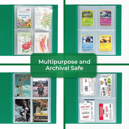 Samsill 50 Pack Heavy Weight 4 Pocket Garden Seeds Storage Clear Sheet Protectors, Seed Organizer, Each Pocket Measures 3.5" x 5.25", Fits in Standard 3 Ring Binder