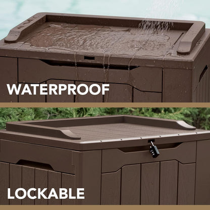 30 Gallon Resin Deck Box Waterproof Outdoor Storage Box for Patio Furniture Pool Accessories Indoor Storage for Cushion Garden Tools (30 Gallon, Black)