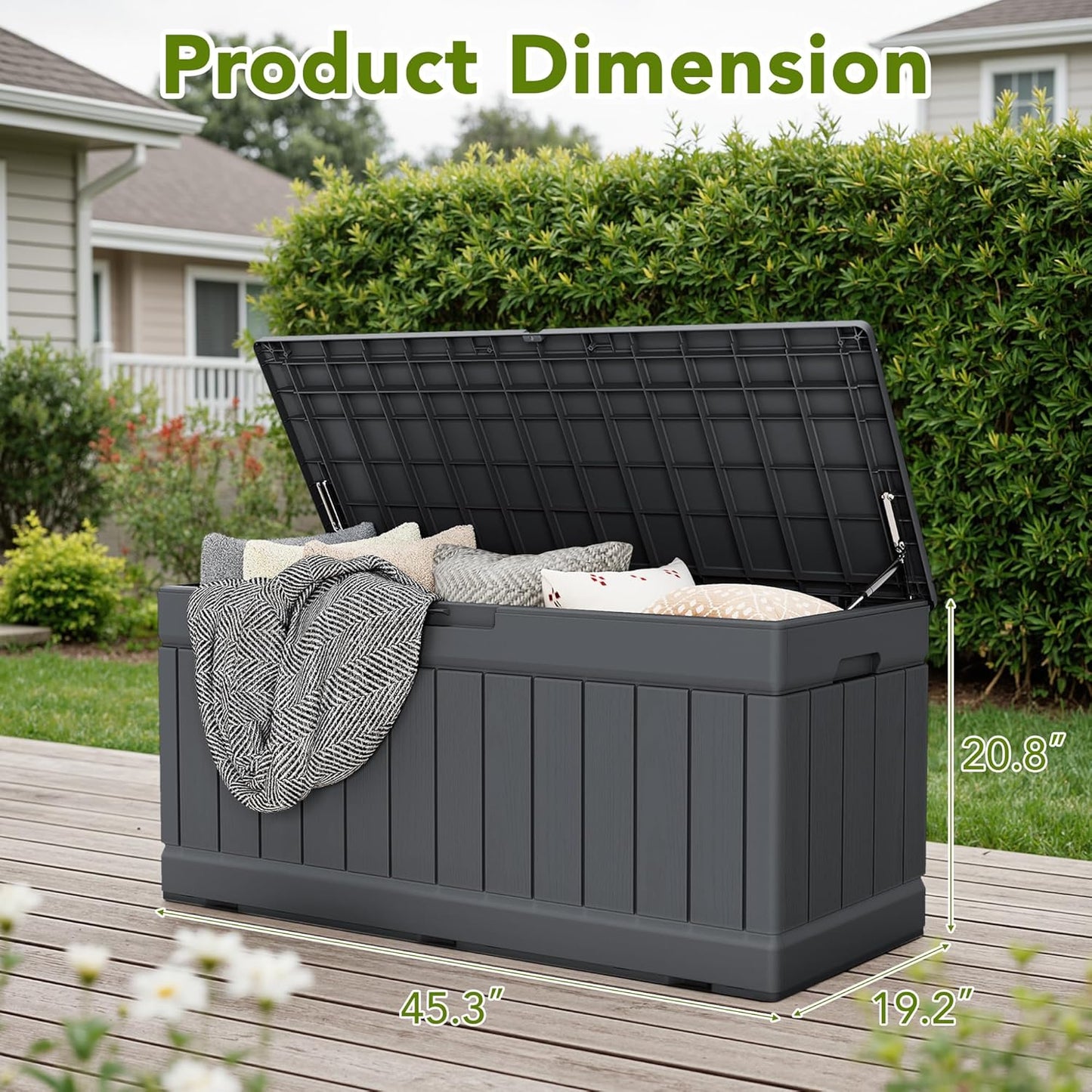 30 Gallon Resin Deck Box Waterproof Outdoor Storage Box for Patio Furniture Pool Accessories Indoor Storage for Cushion Garden Tools (30 Gallon, Black)