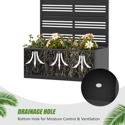 Casaphoria Metal Raised Garden Bed with Trellis and Wheels, 72"x47"x16" Planter Box for Climbing Plants, Vegetables & Vines, Features Drainage Holes and Privacy Screen (Black-Louver) - Colors D
