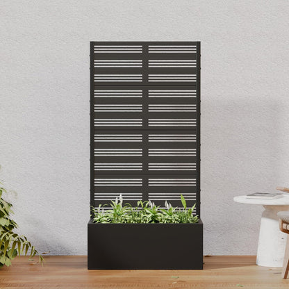 Casaphoria Metal Raised Garden Bed with Trellis and Wheels, 72"x47"x16" Planter Box for Climbing Plants, Vegetables & Vines, Features Drainage Holes and Privacy Screen (Black-Louver) - Colors D