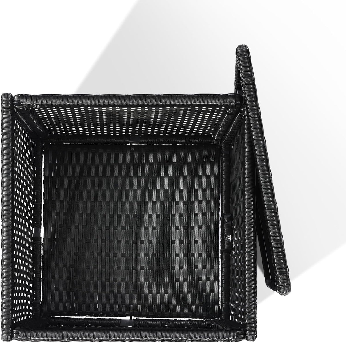 Decorative Garden Hose Storage Box with Lid, Weather Resistant Handwoven PE Rattan Water Hose Holder, Storage For Garden Tools, 200FT 5/8'' Hose Capacity