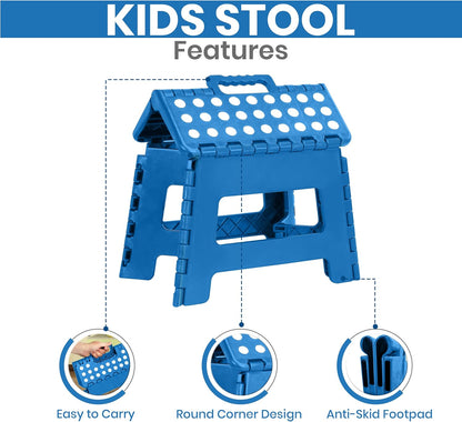 Utopia Home Folding Step Stool with Handle – 9 Inch Anti Slip Collapsible Stool – Holds Up to 300 lbs – Sturdy Plastic Step Stool Foldable for Kitchen, Bathroom and Home Use (1-Pack, Black)
