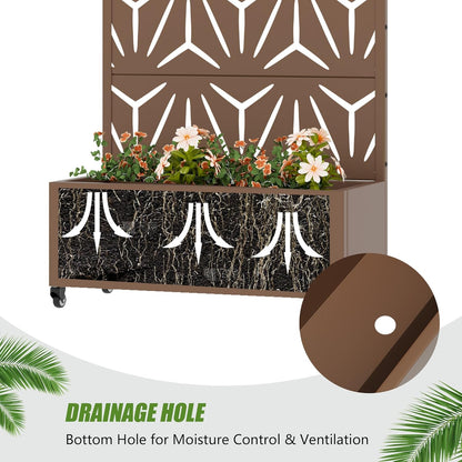 Casaphoria Metal Raised Garden Bed with Trellis and Wheels, 72"x47"x16" Planter Box for Climbing Plants, Vegetables & Vines, Features Drainage Holes and Privacy Screen (Black-Louver) - Colors B
