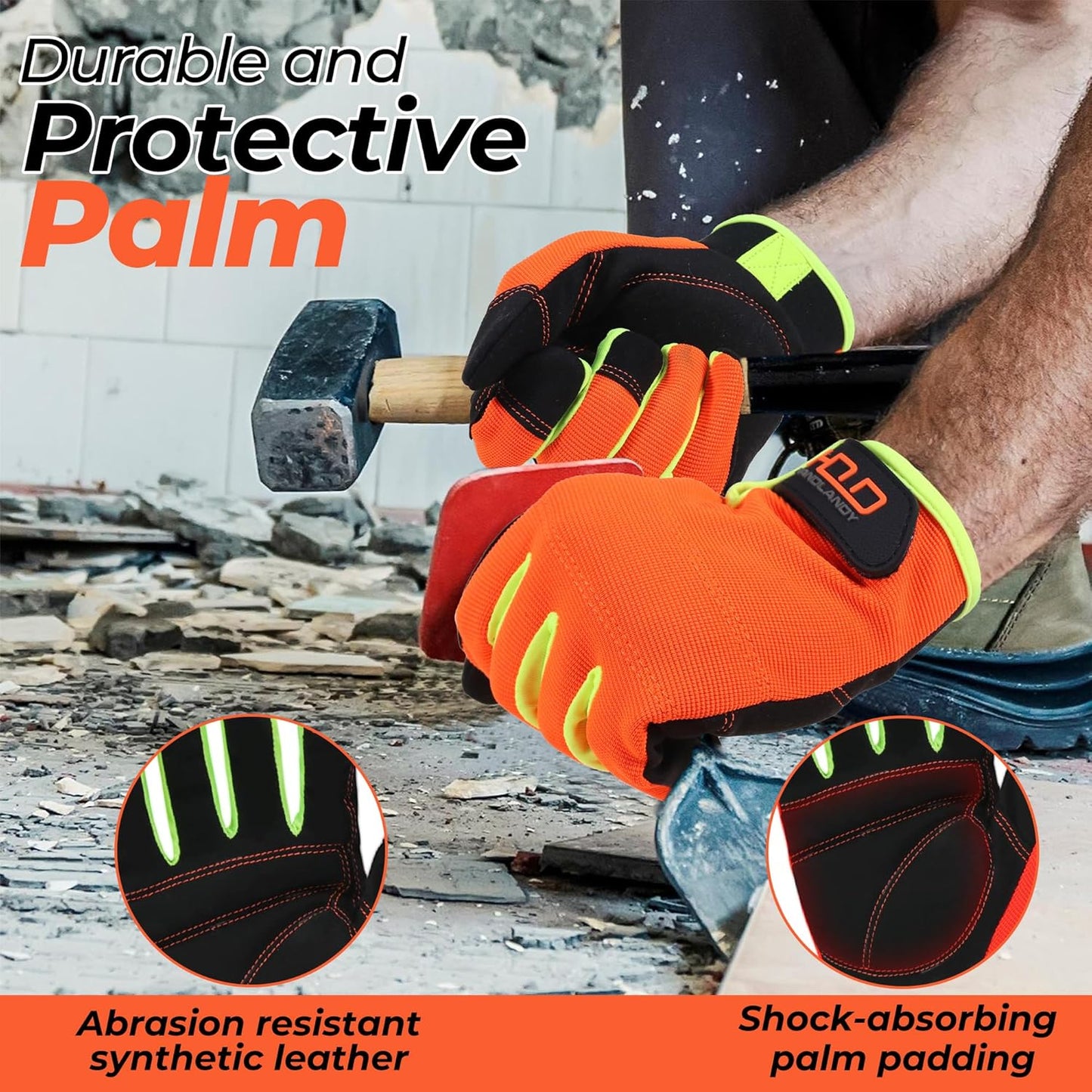 Work Gloves for Men & Women, Utility Mechanic Working Gloves Touch Screen, Flexible Gardening Gloves for Yard