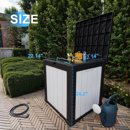 30 Gallon Outdoor Deck Box, Lockable Waterproof Outdoor Storage Boxes For Garden Tools,Indoor Cushions,Accessories Outside Storage Resin Weatherproof Container(Black)