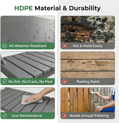 Outdoor Potting Bench with 3 Tier, All-Weather Patio Potting Table with Tool Hooks, HDPE Gardening Table for Backyard, Garden, Brown