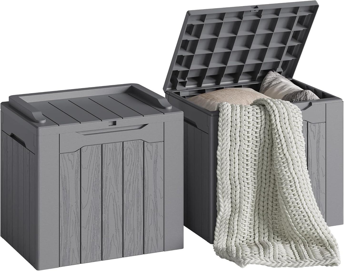 30 Gallon Resin Deck Box Waterproof Outdoor Storage Box for Patio Furniture Pool Accessories Indoor Storage for Cushion Garden Tools (30 Gallon, Black)