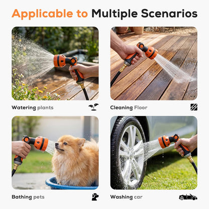 Retractable Hose Reel 5/8" x 100 FT, Heavy-Duty Garden Hose with Aluminum Bracket & Brass Seal, 10-Pattern Nozzle, Auto Rewind & Any-Length Lock, 180 Swivel, Wall Mount for Yard Lawn Patio