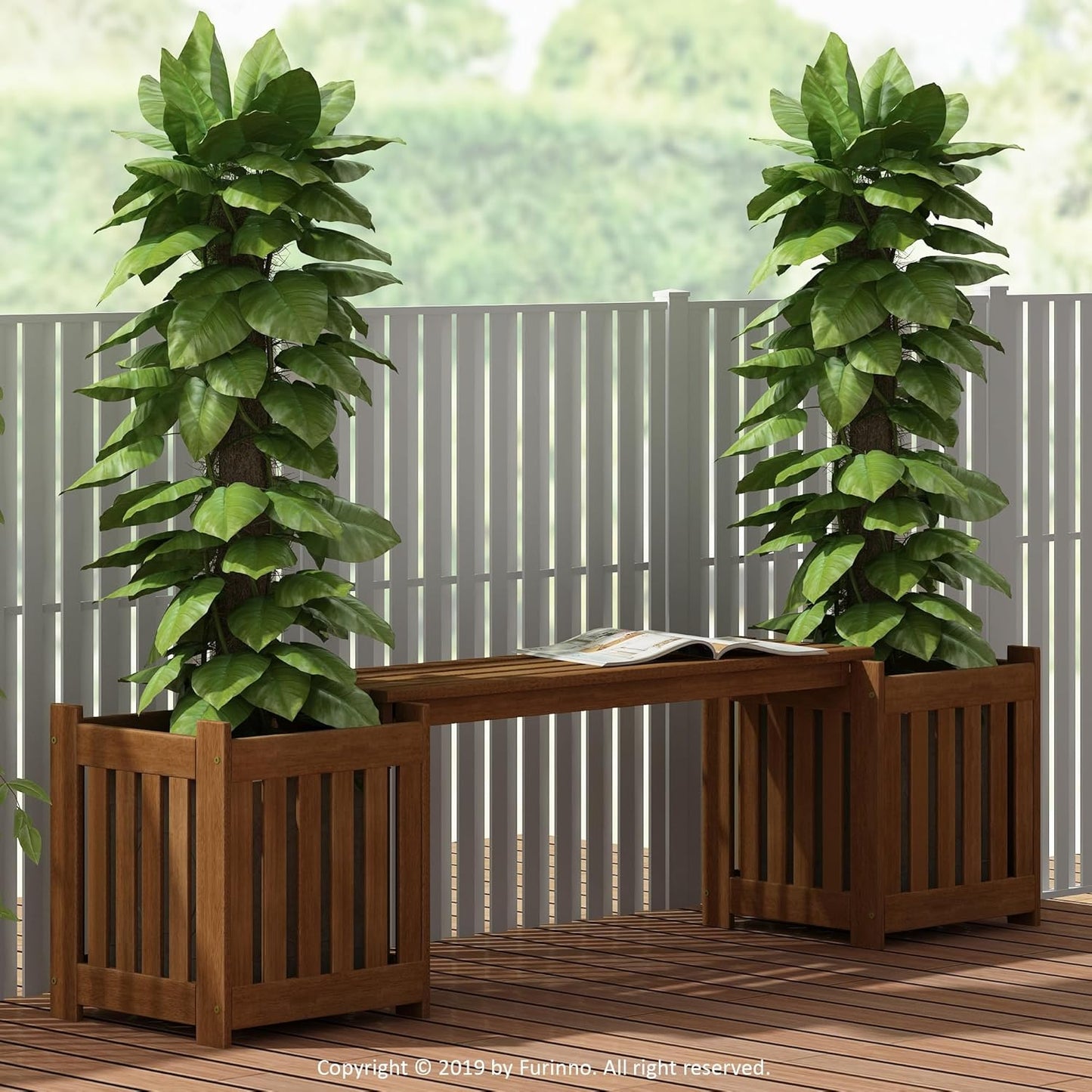 Furinno FG17478 Tioman Outdoor Patio Furniture Hardwood Potting Bench, Natural