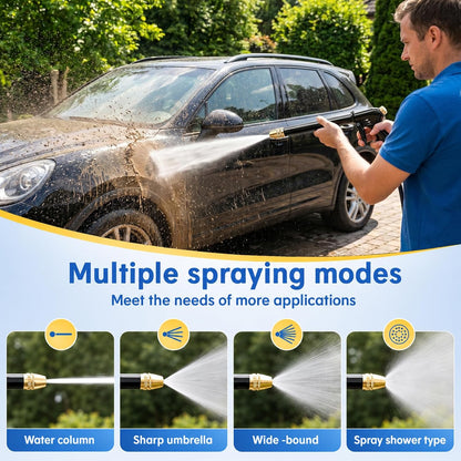 Turn Any Hose Into A High-Pressure Water Jet,Heavy Duty Garden Hose Nozzle,Multi Function Lawn & Garden Watering Sprayer,Spray Nozzles for Cleaning Yard Pets Car,Three Spray Modes with Foam Pot(set)