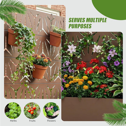 Casaphoria Metal Raised Garden Bed with Trellis and Wheels, 72"x47"x16" Planter Box for Climbing Plants, Vegetables & Vines, Features Drainage Holes and Privacy Screen (Black-Louver) - Colors B