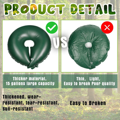 Roshtia 2 Pack 15 Gallon Tree Watering Ring Bag Slow Release Reusable Tree Bag Bulk Heavy Duty Automatic Drip Irrigation Ring PVC Root Water System for Garden Newly Planted (Brown)