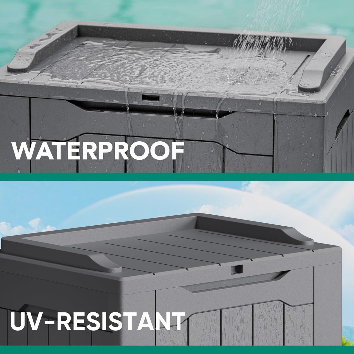 30 Gallon Resin Deck Box Waterproof Outdoor Storage Box for Patio Furniture Pool Accessories Indoor Storage for Cushion Garden Tools (30 Gallon, Black)