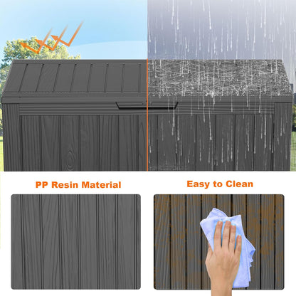 30 Gallon Outdoor Deck Box, Lockable Waterproof Outdoor Storage Boxes For Garden Tools,Indoor Cushions,Accessories Outside Storage Resin Weatherproof Container(Black)