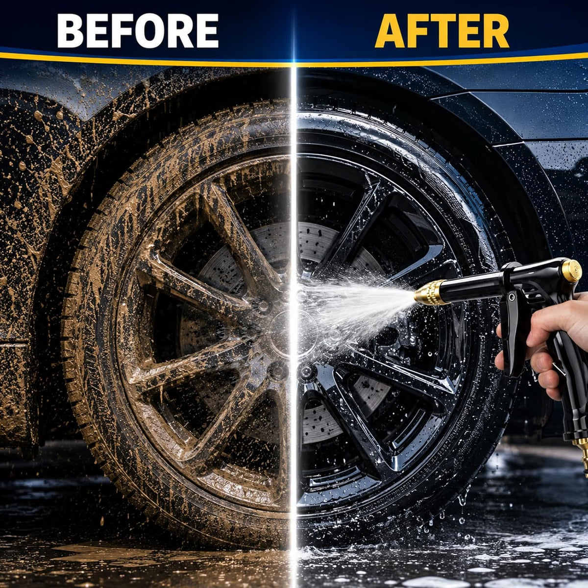 Turn Any Hose Into A High-Pressure Water Jet,Heavy Duty Garden Hose Nozzle,Multi Function Lawn & Garden Watering Sprayer,Spray Nozzles for Cleaning Yard Pets Car,Three Spray Modes with Foam Pot(set)