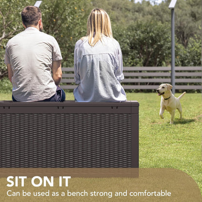 Devoko 100 Gallon Waterproof Large Resin Deck Box Indoor Outdoor Lockable Storage Container for Patio Furniture Cushions Garden Tools (100 Gallon, Black)