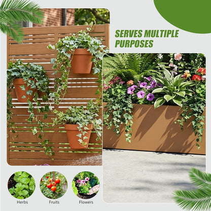 Casaphoria Metal Raised Garden Bed with Trellis and Wheels, 72"x47"x16" Planter Box for Climbing Plants, Vegetables & Vines, Features Drainage Holes and Privacy Screen (Black-Louver) - Colors B