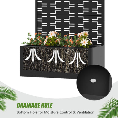 Casaphoria Metal Raised Garden Bed with Trellis and Wheels, 72"x47"x16" Planter Box for Climbing Plants, Vegetables & Vines, Features Drainage Holes and Privacy Screen (Black-Louver) - Colors B