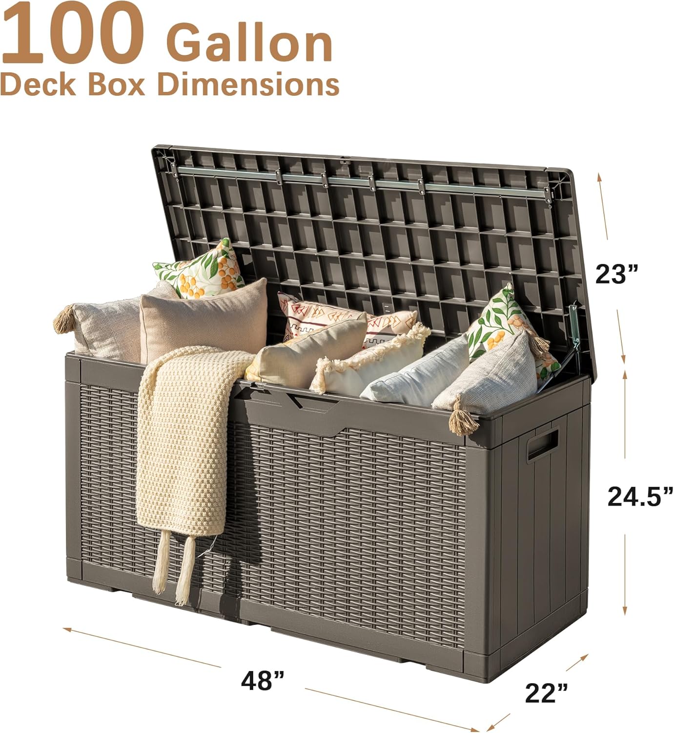 30 Gallon Resin Deck Box Waterproof Outdoor Storage Box for Patio Furniture Pool Accessories Indoor Storage for Cushion Garden Tools (30 Gallon, Black)
