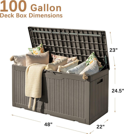 30 Gallon Resin Deck Box Waterproof Outdoor Storage Box for Patio Furniture Pool Accessories Indoor Storage for Cushion Garden Tools (30 Gallon, Black)