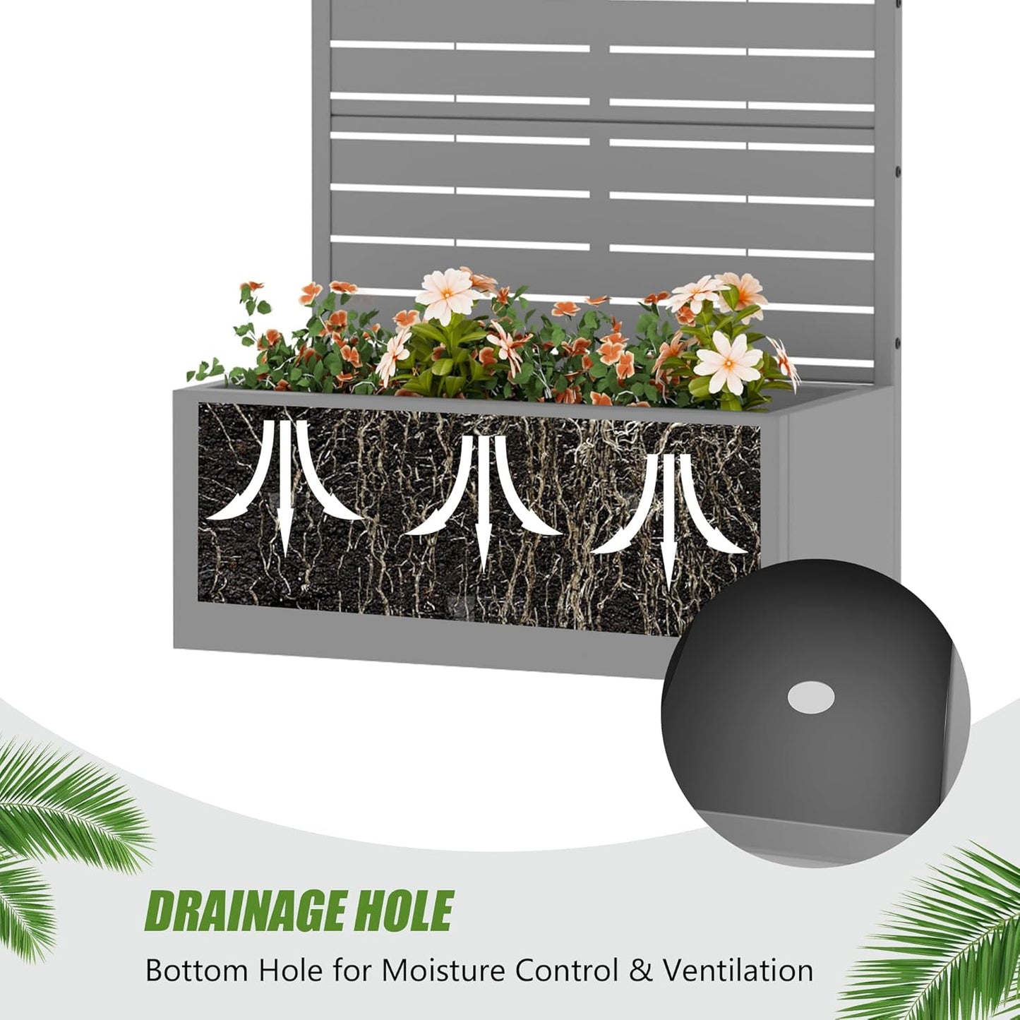Casaphoria Metal Raised Garden Bed with Trellis and Wheels, 72"x47"x16" Planter Box for Climbing Plants, Vegetables & Vines, Features Drainage Holes and Privacy Screen (Black-Louver) - Colors A