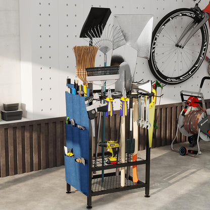 Garden Tool Organizer, Garden Yard Tool Rack for Garage, Garage Organization and Storage, Metal Yard Tools Storage up to 46 Tools/Rake/Broom/shovel/, Suitable for Garage, Yard, Patio, Shed