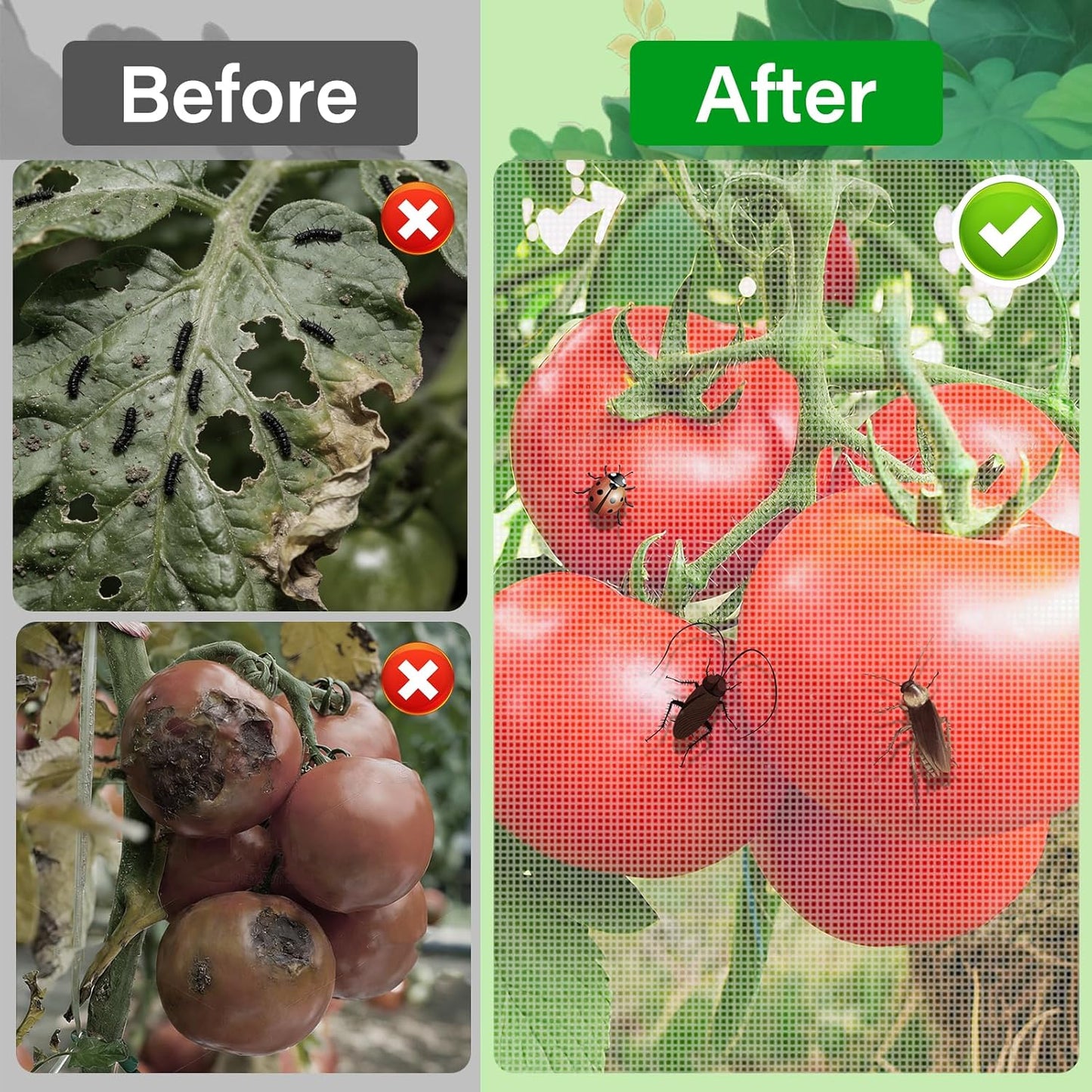 3 Pack Garden Bird Netting Plant Cover for Round Tomato Cage, 61"x13" Insect Bird Barrier Tomato Cage Net with Zipper & Drawstring, Tomato Trellis Netting Protection Cover for Protecting Plants