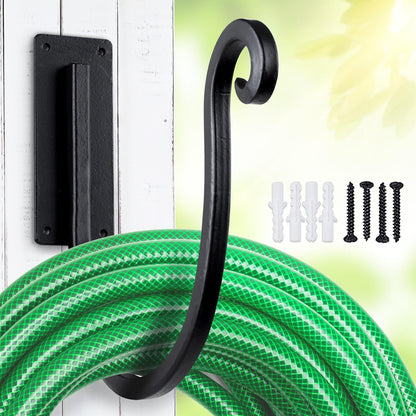 Hose Holders Wall Mount - Heavy-Duty Metal Garden Hose Hanger for Outside - Rust-Proof Hanging Hose Rack Hook Mount for Water Hose (2PCS)