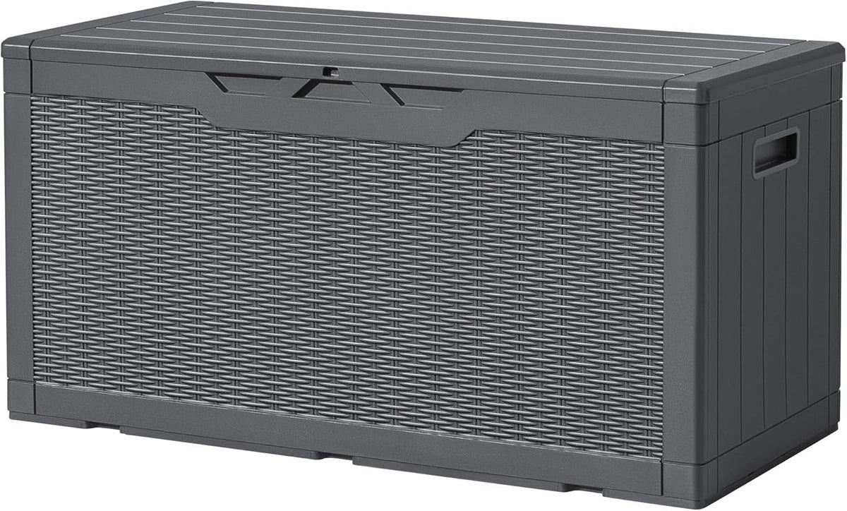 30 Gallon Resin Deck Box Waterproof Outdoor Storage Box for Patio Furniture Pool Accessories Indoor Storage for Cushion Garden Tools (30 Gallon, Black)