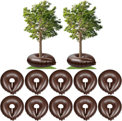 Roshtia 2 Pack 15 Gallon Tree Watering Ring Bag Slow Release Reusable Tree Bag Bulk Heavy Duty Automatic Drip Irrigation Ring PVC Root Water System for Garden Newly Planted (Brown)
