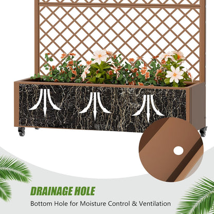 Casaphoria Metal Raised Garden Bed with Trellis and Wheels, 72"x47"x16" Planter Box for Climbing Plants, Vegetables & Vines, Features Drainage Holes and Privacy Screen (Black-Louver) - Colors A