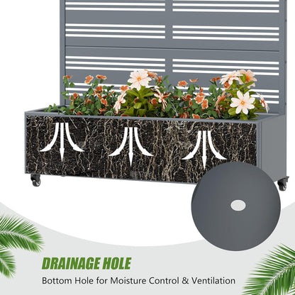 Casaphoria Metal Raised Garden Bed with Trellis and Wheels, 72"x47"x16" Planter Box for Climbing Plants, Vegetables & Vines, Features Drainage Holes and Privacy Screen (Black-Louver) - Colors C