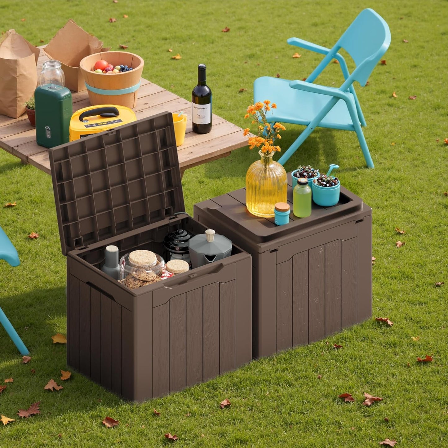 30 Gallon Resin Deck Box Waterproof Outdoor Storage Box for Patio Furniture Pool Accessories Indoor Storage for Cushion Garden Tools (30 Gallon, Black)