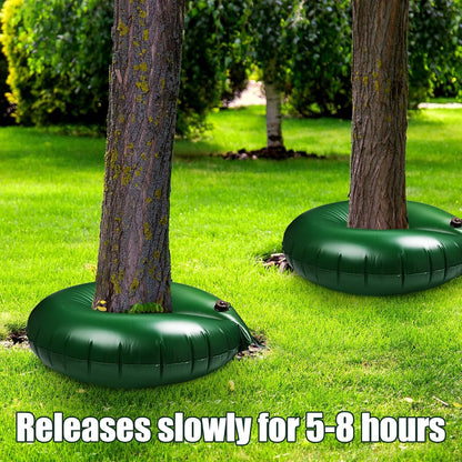 Foaincore 6 Pcs 10 Gallon Heavy Duty Tree Watering Ring PVC Drip Irrigation Deep Tree Root Watering Bag Round Trees Slow Release Water Pouch Planting Drip Irrigation Rings for Gardening Supply(Green)