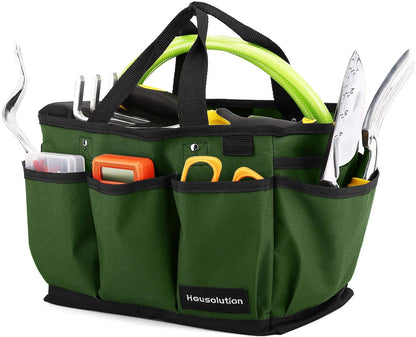 Housolution Gardening Tote Bag, Deluxe Garden Tool Storage Bag and Home Organizer with Pockets, Wear-Resistant & Reusable, 14 Inch, Pink
