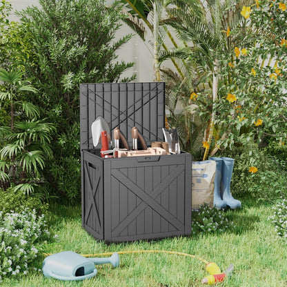 30 Gallon Outdoor Deck Box, Lockable Waterproof Outdoor Storage Boxes For Garden Tools,Indoor Cushions,Accessories Outside Storage Resin Weatherproof Container(Black)