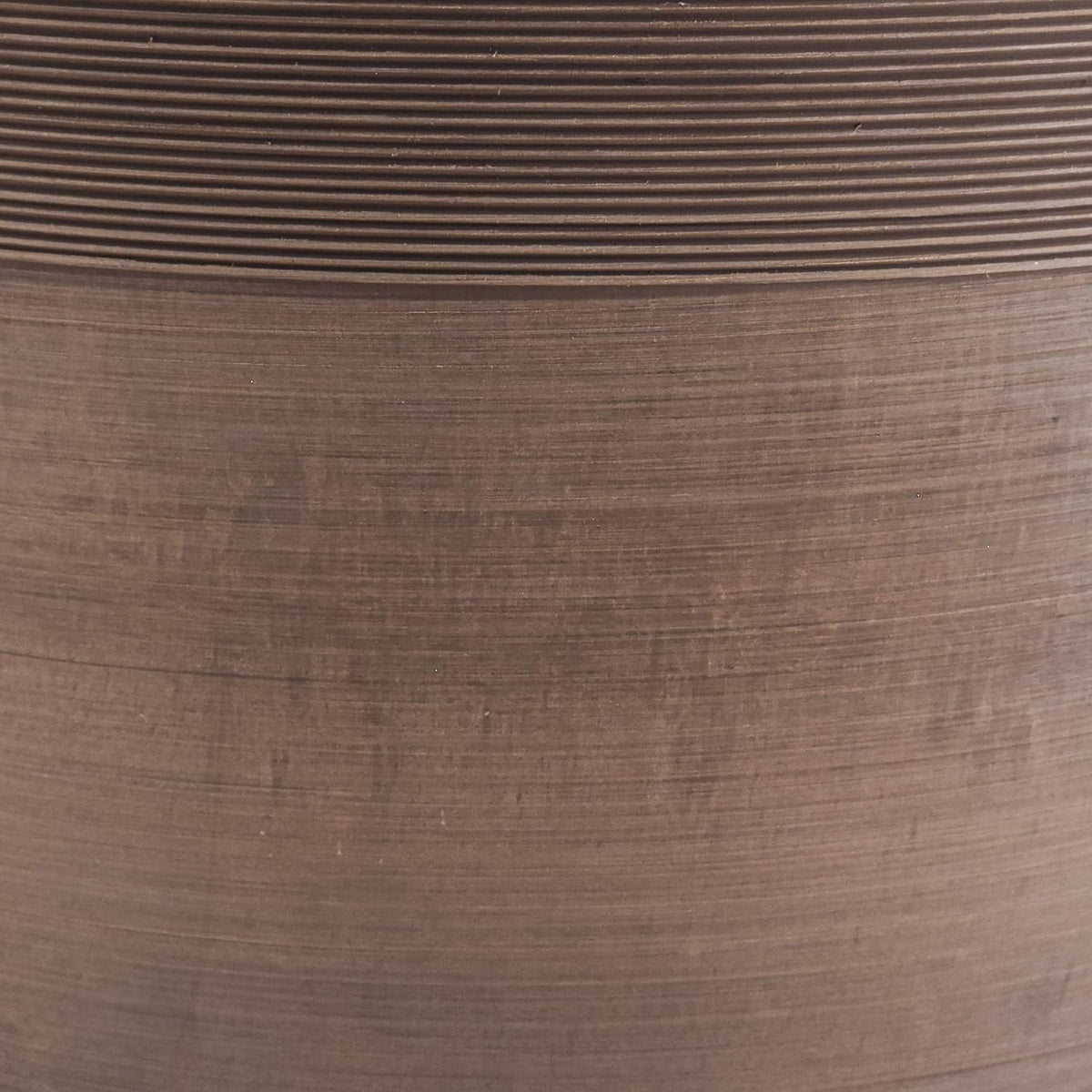 PSW Pot Collection 16-inch Plastic/Stone/Wood Composite Large Ribbed Planter – No Drainage Hole (Drillable), Indoor/Outer Garden Pot for Foliage, Trees, Flowers, Ferns, Cement Gray