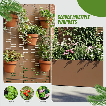 Casaphoria Metal Raised Garden Bed with Trellis and Wheels, 72"x47"x16" Planter Box for Climbing Plants, Vegetables & Vines, Features Drainage Holes and Privacy Screen (Black-Louver) - Colors A