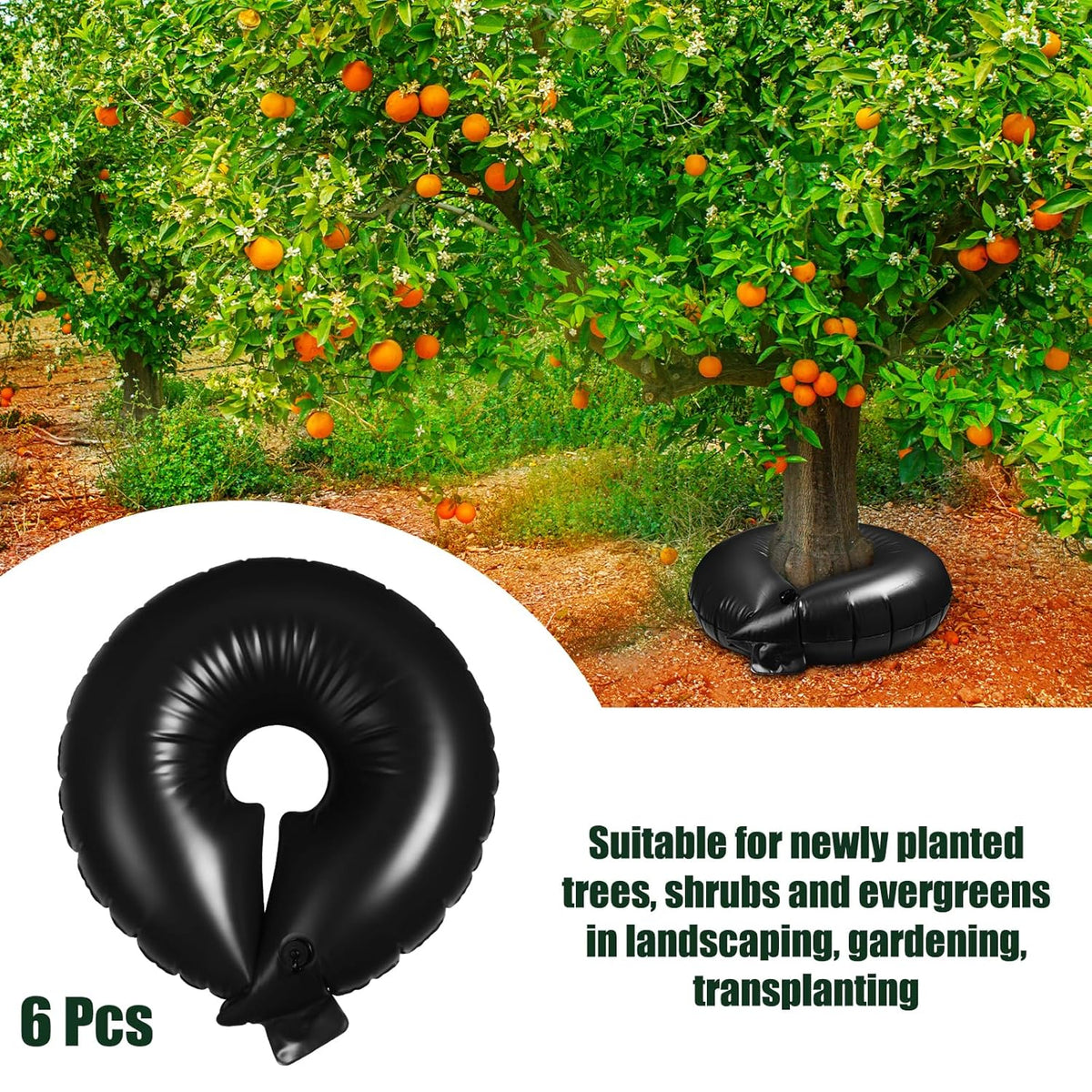 Foaincore 6 Pcs 10 Gallon Heavy Duty Tree Watering Ring PVC Drip Irrigation Deep Tree Root Watering Bag Round Trees Slow Release Water Pouch Planting Drip Irrigation Rings for Gardening Supply(Green)