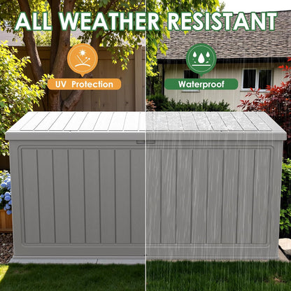 30 Gallon Resin Deck Box Waterproof Outdoor Storage Box for Patio Furniture Pool Accessories Indoor Storage for Cushion Garden Tools (30 Gallon, Black)