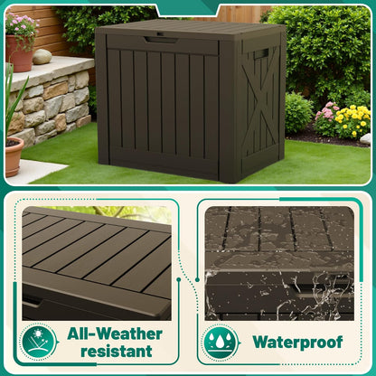 30 Gallon Resin Deck Box Waterproof Outdoor Storage Box for Patio Furniture Pool Accessories Indoor Storage for Cushion Garden Tools (30 Gallon, Black)