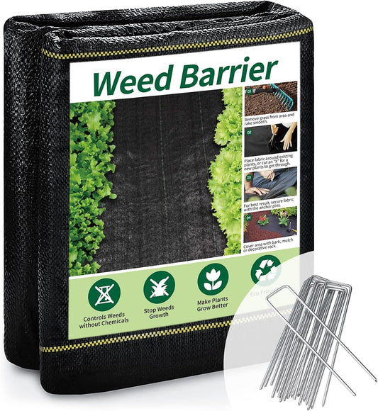 4ft x300ft Black Weed Barrier 3.5oz Landscape Premium Fabric-Heavy Duty Woven Ground Cloth with Superior Permeability Weed Control Convenient Design - Colors Q