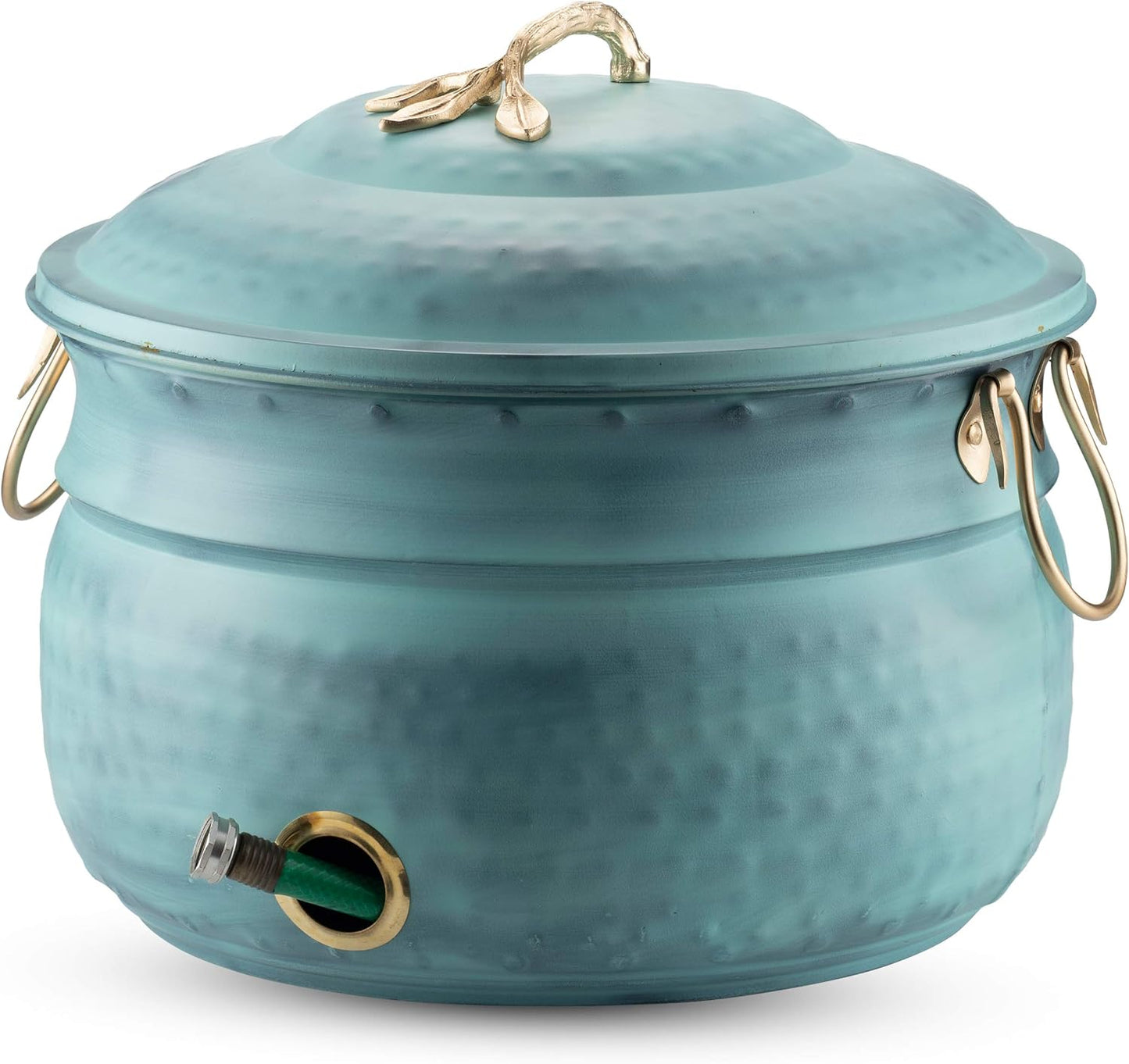 LifeSmart Decorative Garden Hose Storage Holder Pot with Lid | Expandable Water Hose Container 12 x16 inches | Heavy Duty Hose Hider | Holds 150 ft Hose Outdoor and Indoor Use