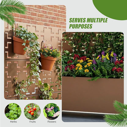 Casaphoria Metal Raised Garden Bed with Trellis and Wheels, 72"x47"x16" Planter Box for Climbing Plants, Vegetables & Vines, Features Drainage Holes and Privacy Screen (Black-Louver) - Colors D