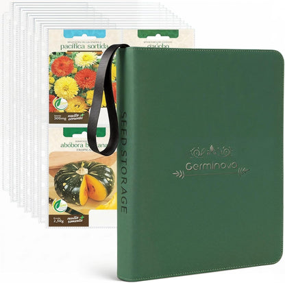 Zippered Seed Storage Organizer Binder with Handle, Waterproof & Insect-Proof Gardening Seed Book, 4 * 6 Inch Pocket Fits Most Seed Packets and Hold 120+ Seed Envelope