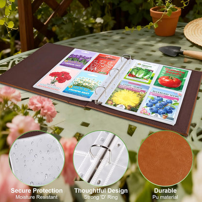 240 Pockets 3.5x5” Seed Packet Sleeves, 30 Pack Double Sided 4 Pocket Seed Organizer Sheet,Heavy Duty Garden Seeds Storage Pages for 3 Ring Binder, 8.5x11” Top Loading Clear Photo, Index Card Sleeves