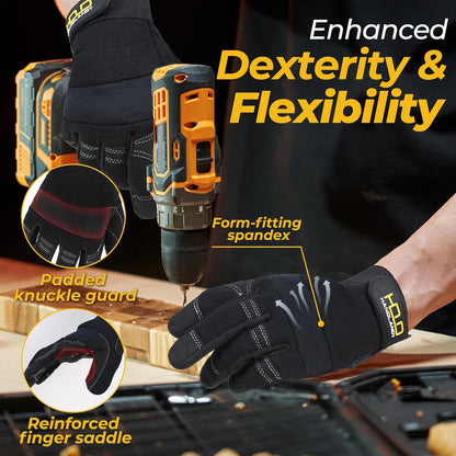 Work Gloves for Men & Women, Utility Mechanic Working Gloves Touch Screen, Flexible Gardening Gloves for Yard